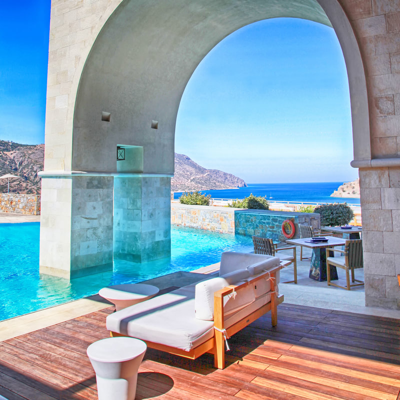 resort pool with ocean view Greece